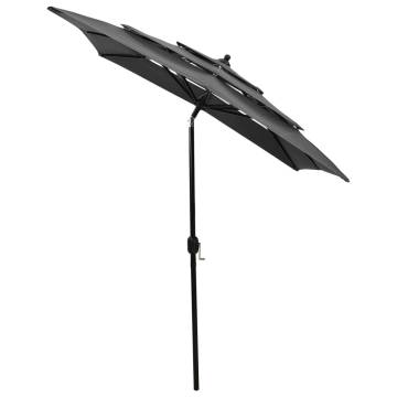 3-Tier Parasol with Aluminium Pole Anthracite 2x2 m