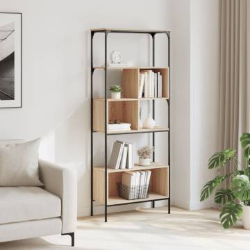 Bookcase 5-Tier Sonoma Oak 76x33x188.5 cm Engineered Wood