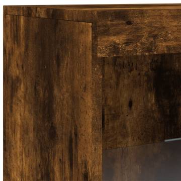 Sideboard with LED Lights Smoked Oak 162x37x100 cm