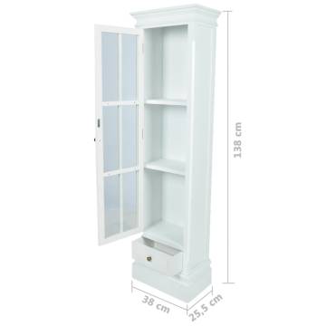 Chic Bookcase Cabinet with 3 Shelves White Wooden