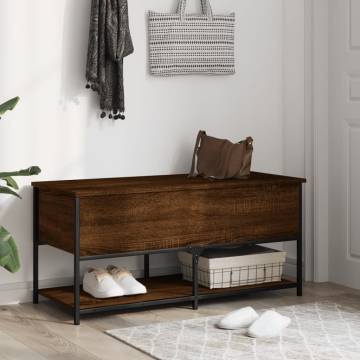 Storage Bench Brown Oak 100x42.5x47 cm Engineered Wood