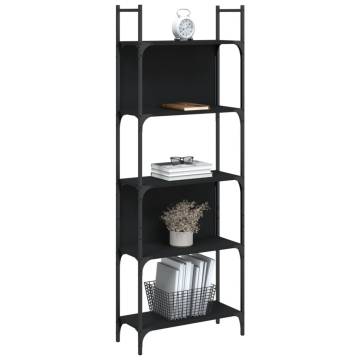 Bookshelf 5-Tier Black 60.5x24x166.5 cm Engineered Wood