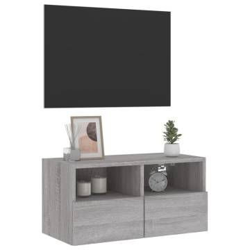 TV Wall Cabinet Grey Sonoma 60x30x30 cm Engineered Wood