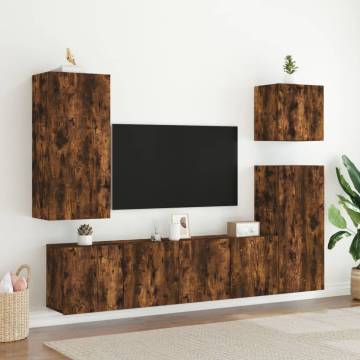 TV Cabinets Wall-mounted 2 pcs Smoked Oak 80x30x41 cm