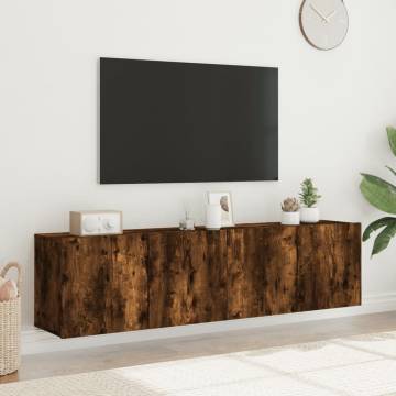 TV Cabinets Wall-mounted 2 pcs Smoked Oak 80x30x41 cm