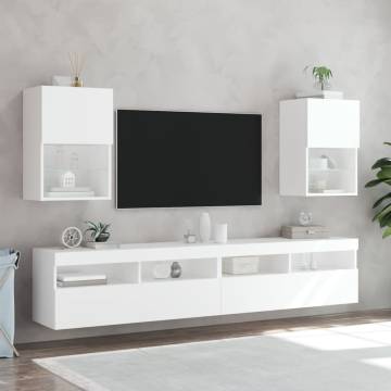 TV Cabinet with LED Lights White 40.5x30x60 cm