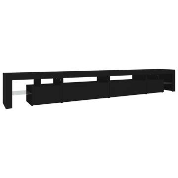 TV Cabinet with LED Lights Black 290x36.5x40 cm