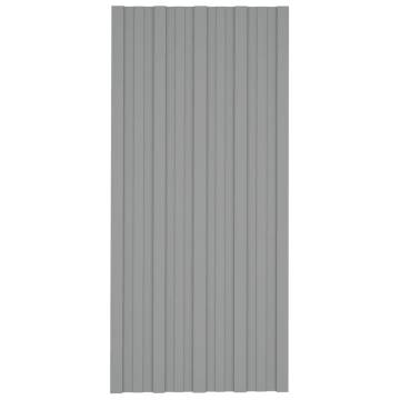 Roof Panels 12 pcs Galvanised Steel Grey 100x45 cm