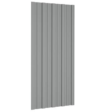 Roof Panels 12 pcs Galvanised Steel Grey 100x45 cm