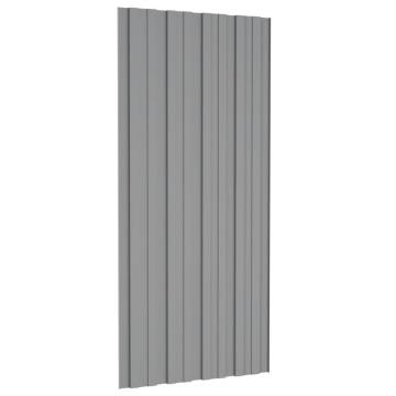 Roof Panels 12 pcs Galvanised Steel Grey 100x45 cm