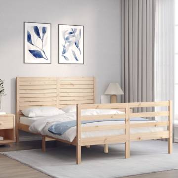 Bed Frame with Headboard Small Double Solid Wood