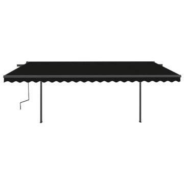 Manual Retractable Awning with Posts 5x3 m Anthracite