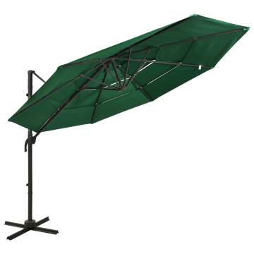 4-Tier Parasol with Aluminium Pole Green 3x3 m