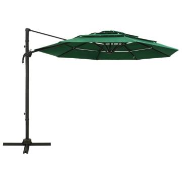 4-Tier Parasol with Aluminium Pole Green 3x3 m