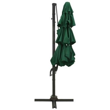 4-Tier Parasol with Aluminium Pole Green 3x3 m