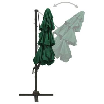 4-Tier Parasol with Aluminium Pole Green 3x3 m