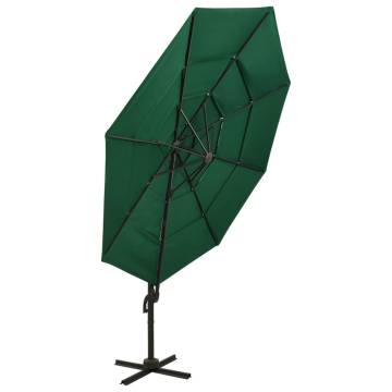 4-Tier Parasol with Aluminium Pole Green 3x3 m