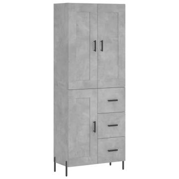 Highboard Concrete Grey 69.5x34x180 cm Engineered Wood