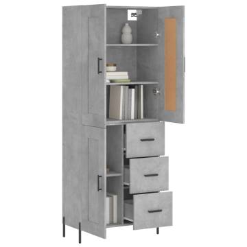 Highboard Concrete Grey 69.5x34x180 cm Engineered Wood