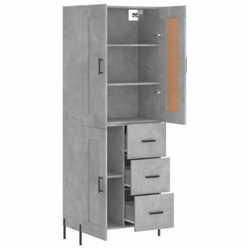 Highboard Concrete Grey 69.5x34x180 cm Engineered Wood