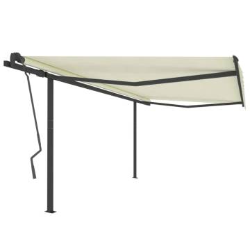 Manual Retractable Awning with Posts 4x3.5 m Cream