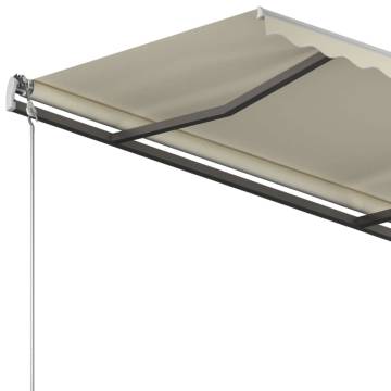 Manual Retractable Awning with Posts 4x3.5 m Cream