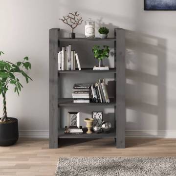 Book Cabinet/Room Divider Grey 80x35x125 cm Solid Wood Pine