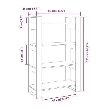 Book Cabinet/Room Divider Grey 80x35x125 cm Solid Wood Pine