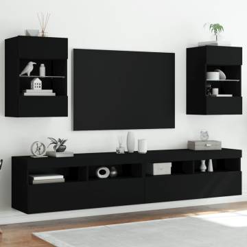 TV Wall Cabinets with LED Lights 2 pcs Black 40x30x60.5 cm