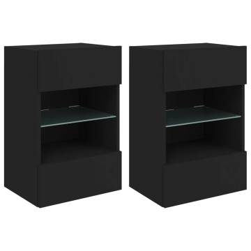 TV Wall Cabinets with LED Lights 2 pcs Black 40x30x60.5 cm