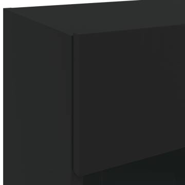 TV Wall Cabinets with LED Lights 2 pcs Black 40x30x60.5 cm