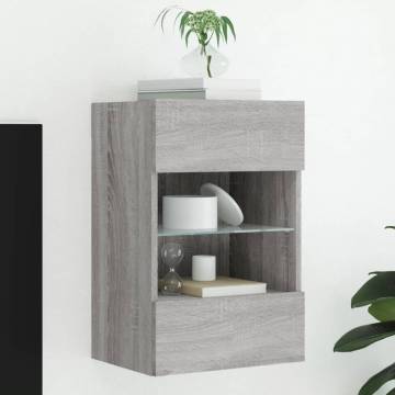 TV Wall Cabinet with LED Lights Grey Sonoma 40x30x60.5 cm