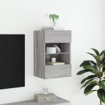 TV Wall Cabinet with LED Lights Grey Sonoma 40x30x60.5 cm