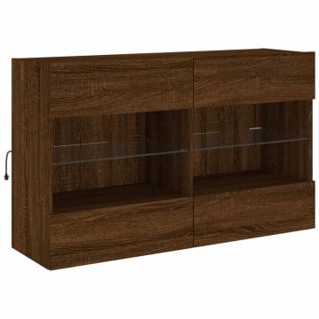 TV Wall Cabinet with LED Lights Brown Oak 98.5x30x60.5 cm