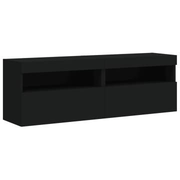 TV Wall Cabinets with LED Lights 2 pcs Black 60x30x40 cm