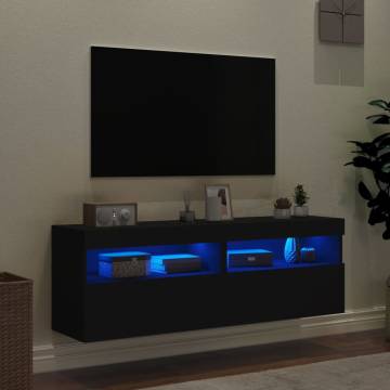 TV Wall Cabinets with LED Lights 2 pcs Black 60x30x40 cm