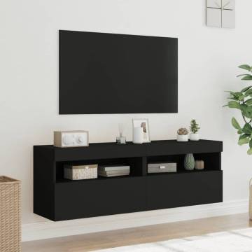 TV Wall Cabinets with LED Lights 2 pcs Black 60x30x40 cm