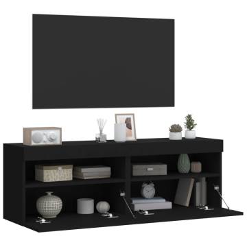 TV Wall Cabinets with LED Lights 2 pcs Black 60x30x40 cm