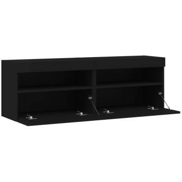 TV Wall Cabinets with LED Lights 2 pcs Black 60x30x40 cm