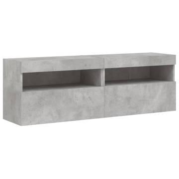 TV Wall Cabinets with LED Lights 2 pcs Concrete Grey 60x30x40 cm