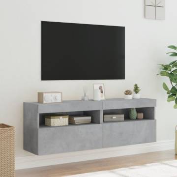 TV Wall Cabinets with LED Lights 2 pcs Concrete Grey 60x30x40 cm