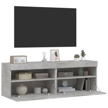 TV Wall Cabinets with LED Lights 2 pcs Concrete Grey 60x30x40 cm