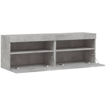 TV Wall Cabinets with LED Lights 2 pcs Concrete Grey 60x30x40 cm