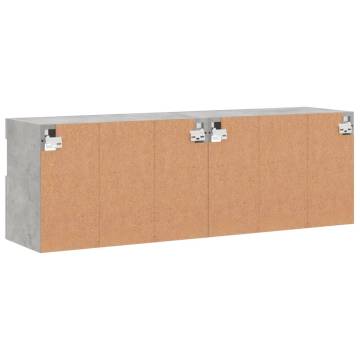 TV Wall Cabinets with LED Lights 2 pcs Concrete Grey 60x30x40 cm