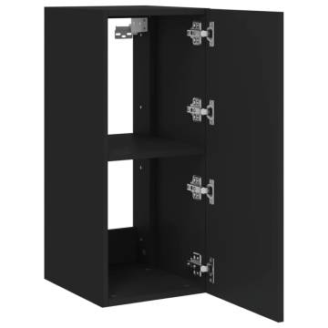 TV Wall Cabinets with LED Lights 2 pcs Black 30.5x35x70 cm