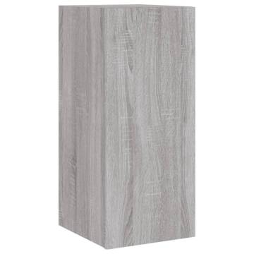 TV Wall Cabinet with LED Lights Grey Sonoma 30.5x35x70 cm