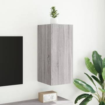 TV Wall Cabinet with LED Lights Grey Sonoma 30.5x35x70 cm