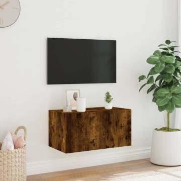 TV Wall Cabinet with LED Lights Smoked Oak 60x35x31 cm