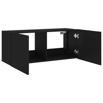 TV Wall Cabinet with LED Lights Black 100x35x41 cm