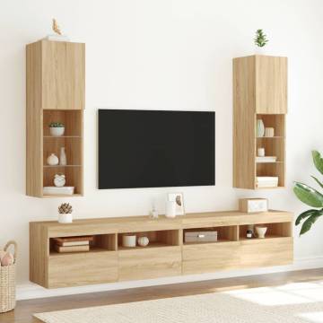 TV Cabinets with LED Lights 2 pcs Sonoma Oak 30.5x30x102 cm